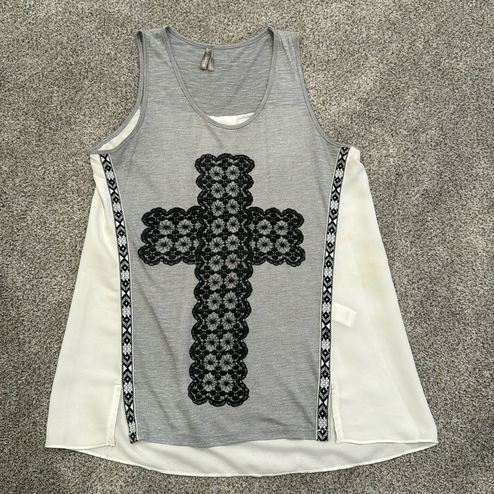🛍 Vanity Floral Cross Tank Top